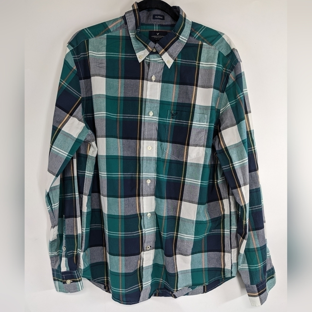 Men's AMERICAN EAGLE Classic Fit Plaid Button Down Shirt